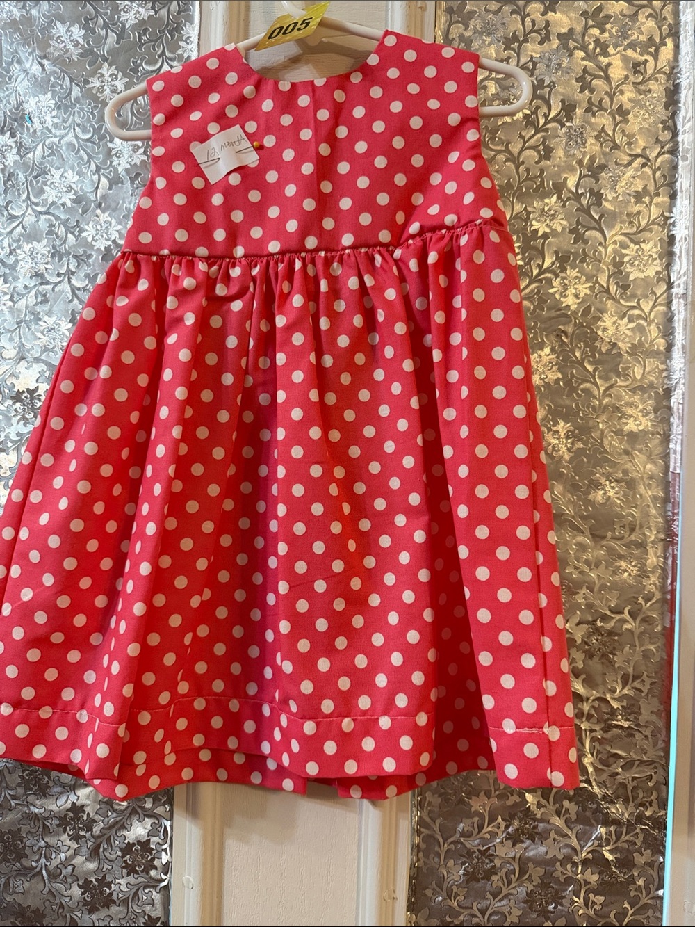 Hand Crafted Pink Polka Dot Casual Dress